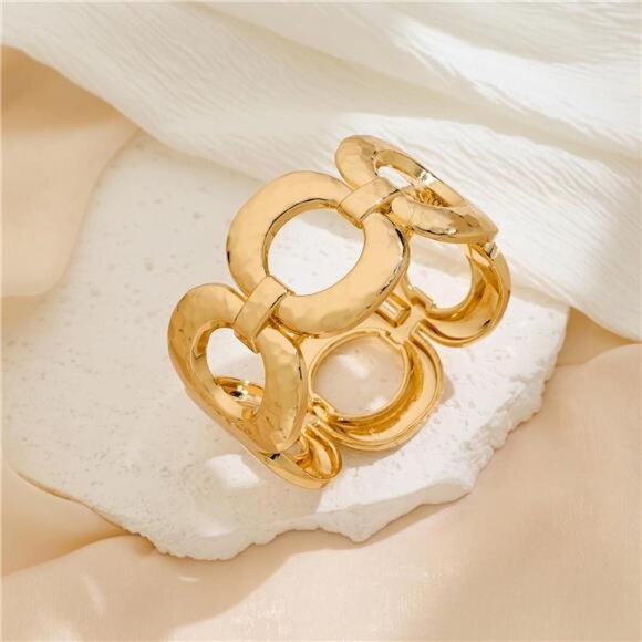 Chunky Gold Bangles Bracelet for Women Trendy Statement Bracelet Dainty Charm - Picture 5 of 5